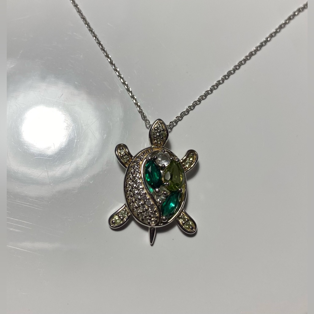 Turtle Necklace By Kay Jewelers Lab Natural Gems Sterling Silver 125$